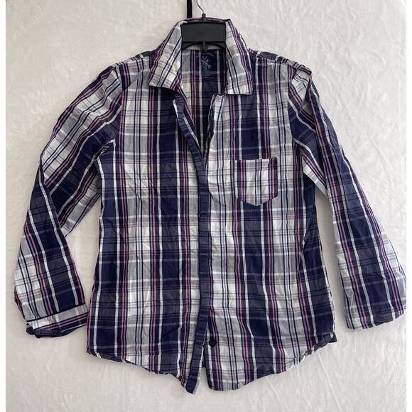 Victorias Secret Sz S Hidden button front multi stripe Purple shirt Casual Women - Picture 1 of 11